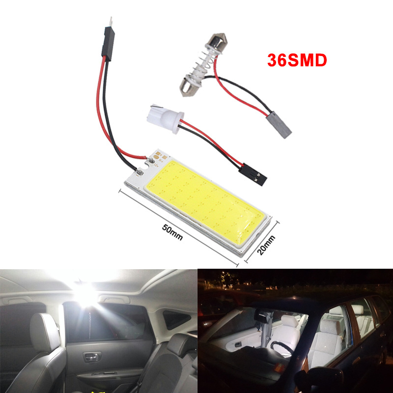 A80 T10 BA9S Festoon Dome Light 3 Adapters COB 18 24 36 48 LED Car Interior Reading Plate Light Roof Ceiling Interior Wired Lamp