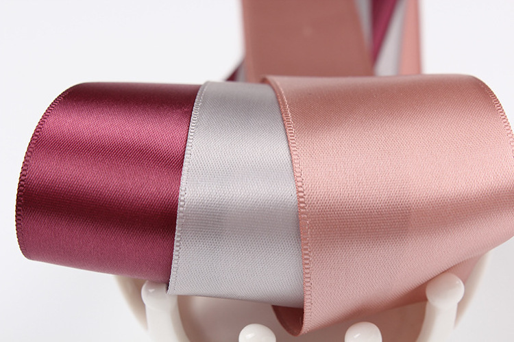 High Quality Double Face Polyester Satin Ribbon Solid Color Woven Edge Ribbon