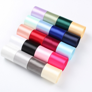 High Quality Double Face Polyester Satin Ribbon Solid Color Woven Edge Ribbon