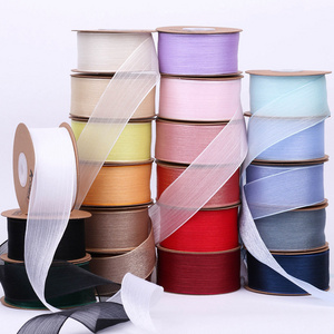 Wholesale Custom Logo Printed Ribbons for Garment Accessory Chiffon Woven 100% Polyester Ribbon