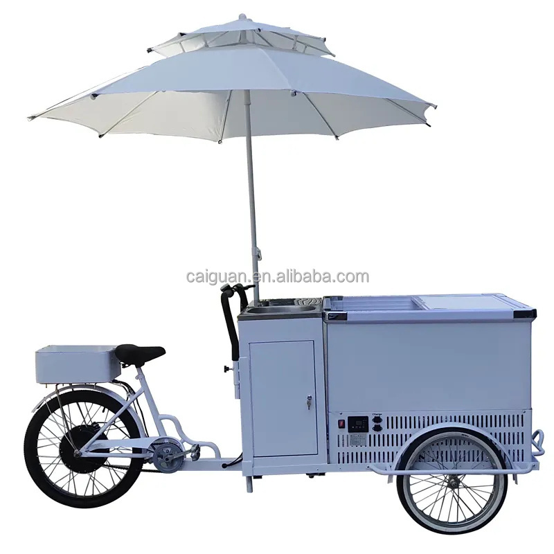 Outdoor Mobile Food Ice Cream Cart with Freezer Battery Powered Freezer Hot Dog Coffee Pizza Retail Mobile Mall Kiosk