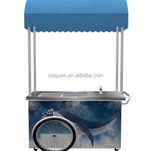 New Design Convenient Trolley Cart Manufacturer Ice Cream Display Cabinets Street Ice Cream Vending Cart