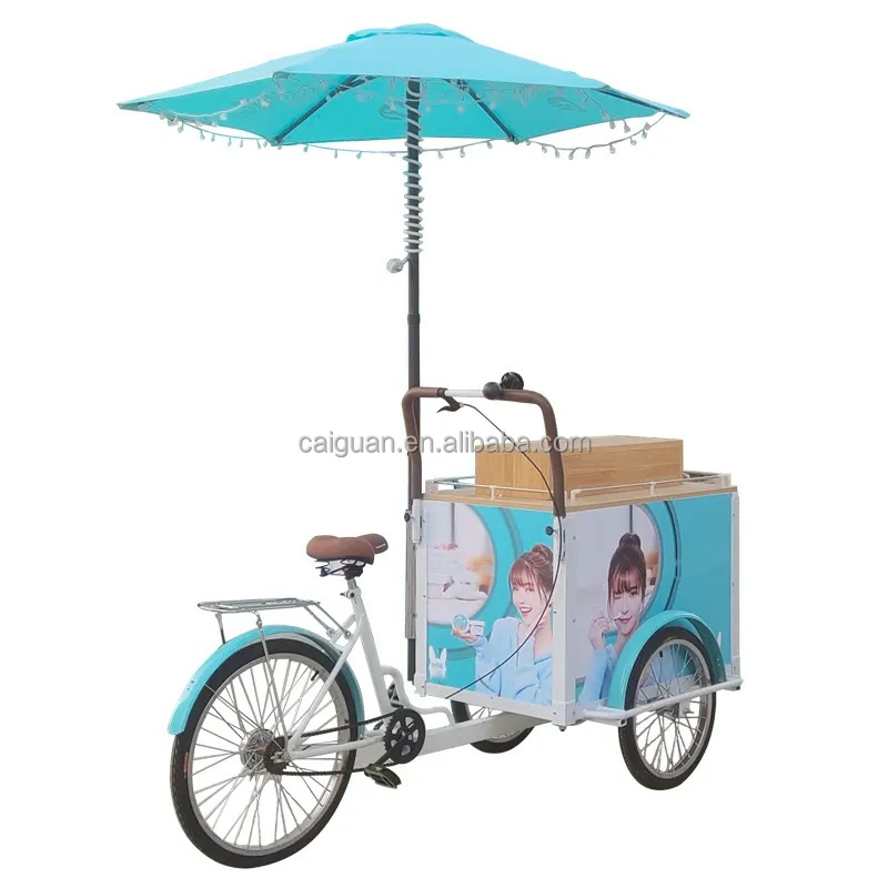 Mobile Street Customized Design Food Bike Hot Dog Vending Cart 3 Wheels Coffee Tricycle for Sale