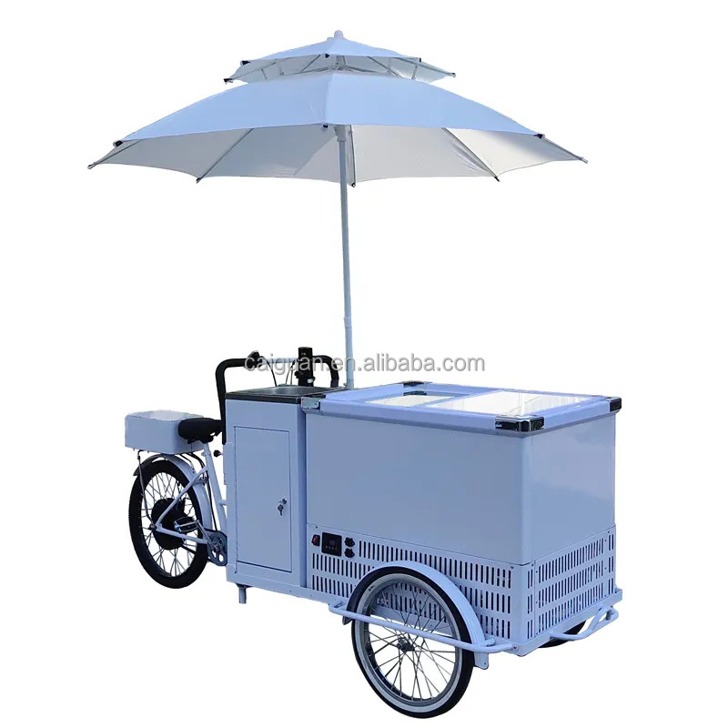 Outdoor Mobile Food Ice Cream Cart with Freezer Battery Powered Freezer Hot Dog Coffee Pizza Retail Mobile Mall Kiosk