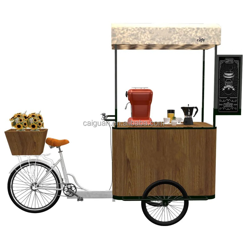 Mobile Street Customized Design Food Bike Hot Dog Vending Cart 3 Wheels Coffee Tricycle for Sale