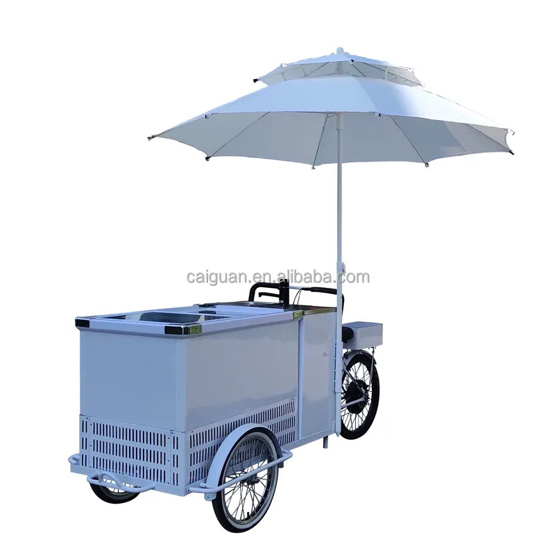 Outdoor Mobile Food Ice Cream Cart with Freezer Battery Powered Freezer Hot Dog Coffee Pizza Retail Mobile Mall Kiosk