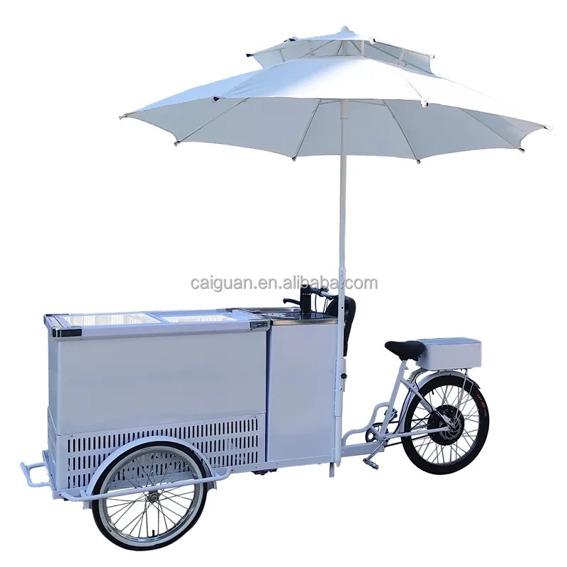 Outdoor Mobile Food Ice Cream Cart with Freezer Battery Powered Freezer Hot Dog Coffee Pizza Retail Mobile Mall Kiosk