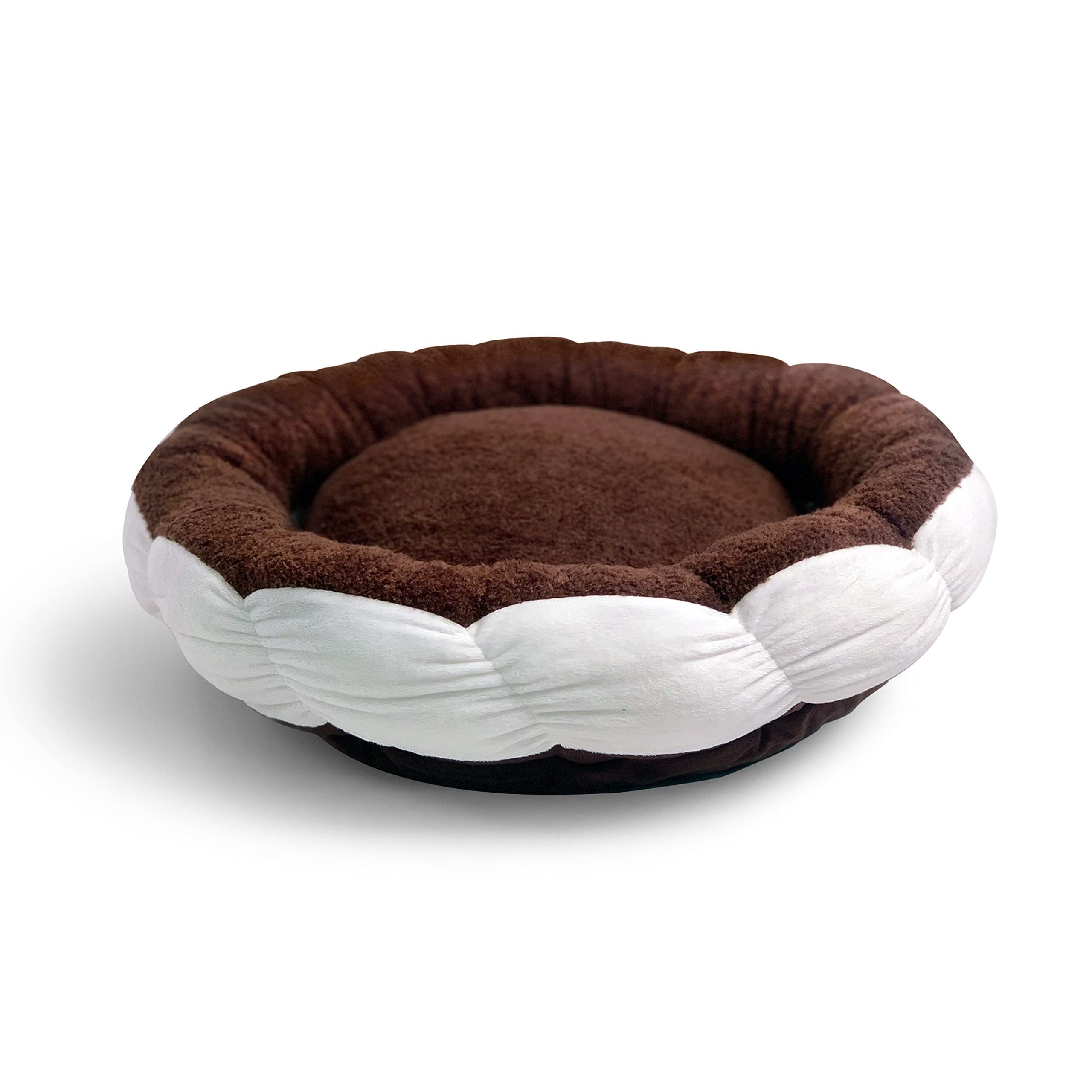 Dog Food Cookie Pet Bed Polka Dots Boucle Comfortable Soft Round Small Calming Donut Cat Dog Plush Cute Cat Bed