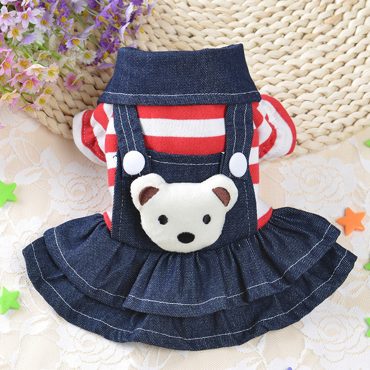 Hot Sales Striped Jean Winter Small Pet Jumpsuit Overalls Dress Dog Clothes From China Luxury Designer Dog Clothes Pet Hoodies