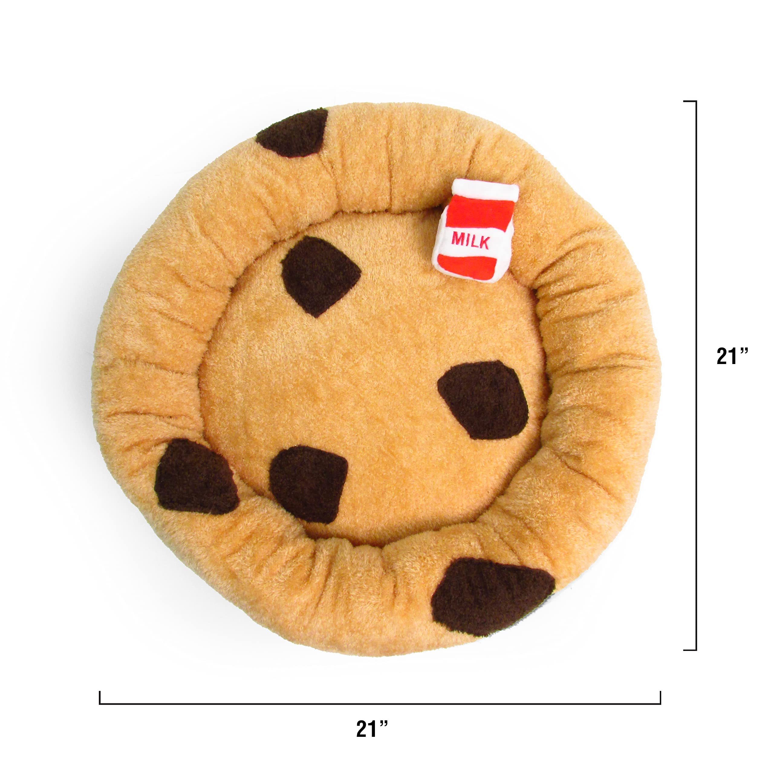 Dog Food Cookie Pet Bed Polka Dots Boucle Comfortable Soft Round Small Calming Donut Cat Dog Plush Cute Cat Bed