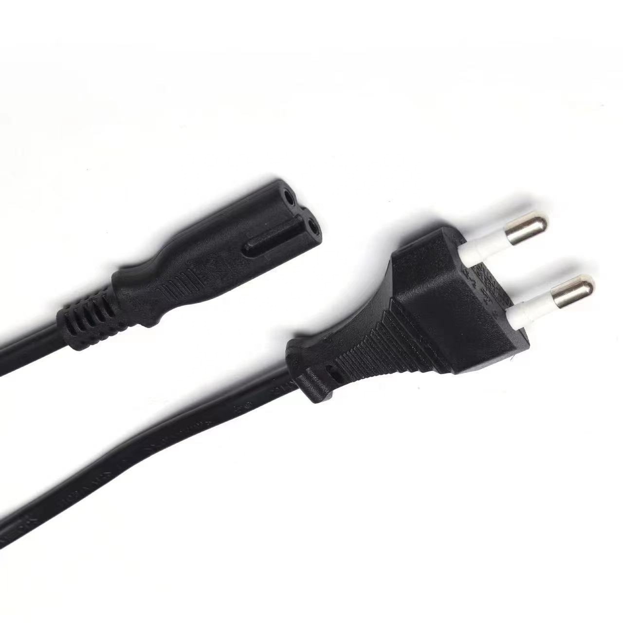 2022 CH-011 Euro gauge power cord with plug wire 2-core 8-word tail Euro standard TV table lamp sound two-hole 8-word tail 1.5 m