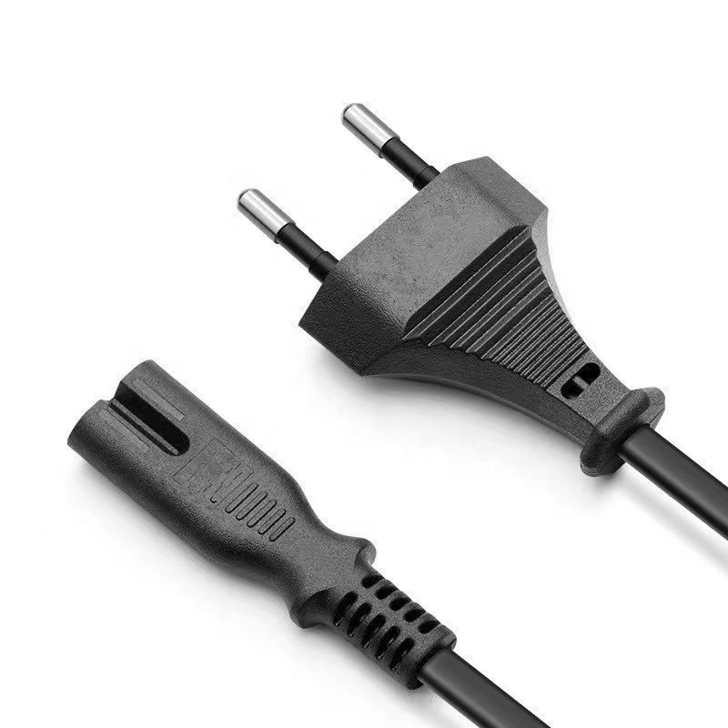 2022 CH-011 Euro gauge power cord with plug wire 2-core 8-word tail Euro standard TV table lamp sound two-hole 8-word tail 1.5 m