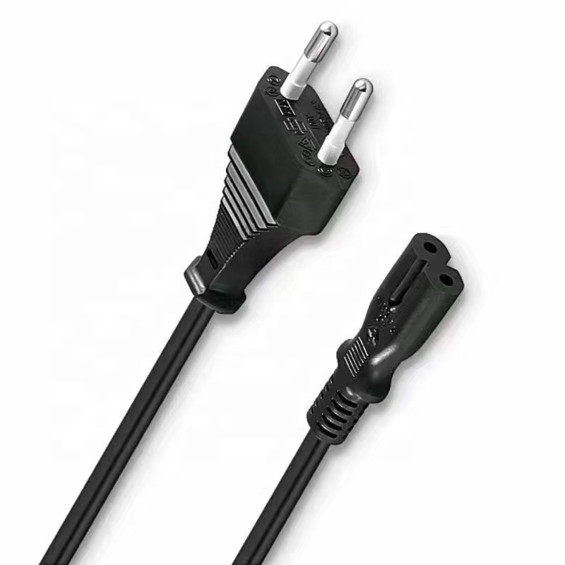 2022 CH-011 Euro gauge power cord with plug wire 2-core 8-word tail Euro standard TV table lamp sound two-hole 8-word tail 1.5 m