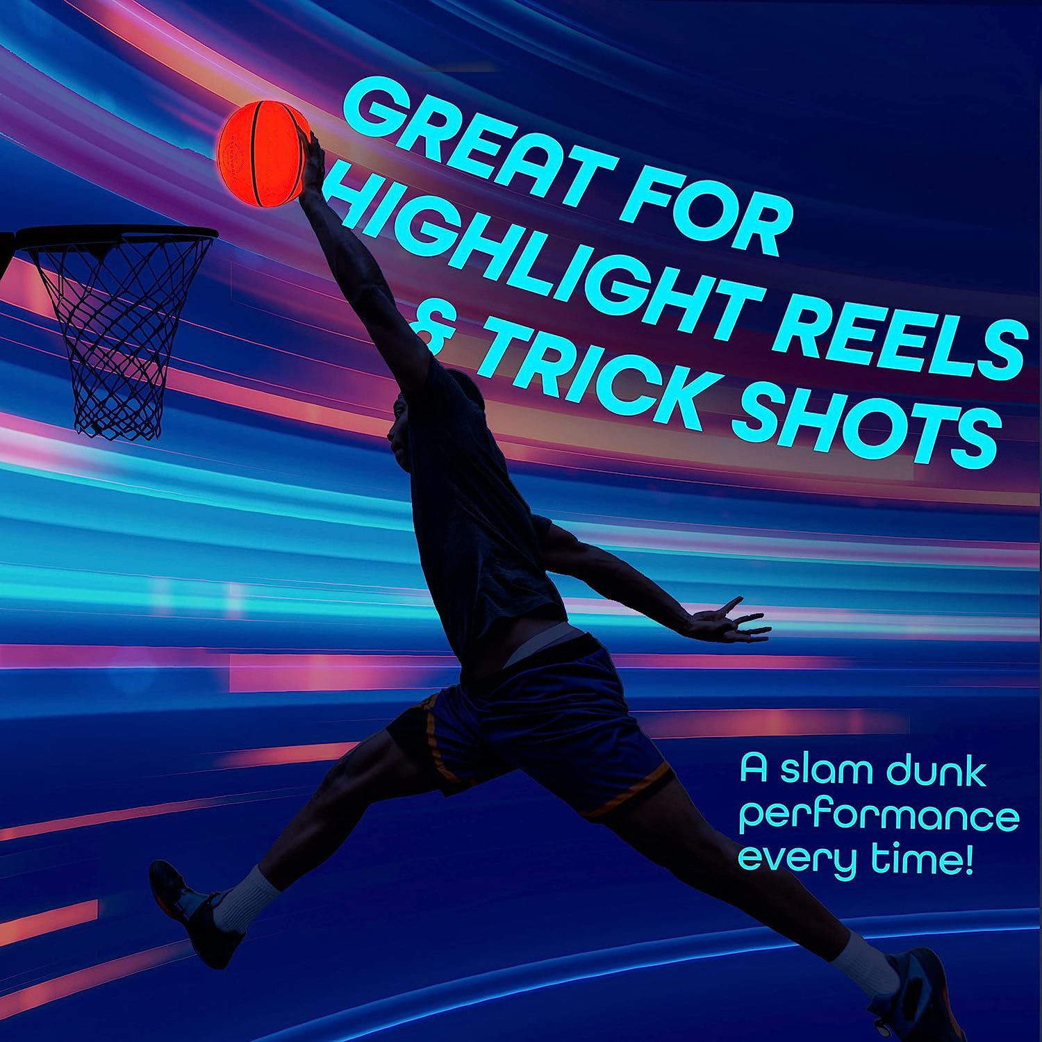 No 5 7 Glow in The Dark Basketball for Teen Boy - Glowing Colorful Basket Ball Light Up Toy for Night Ball Games