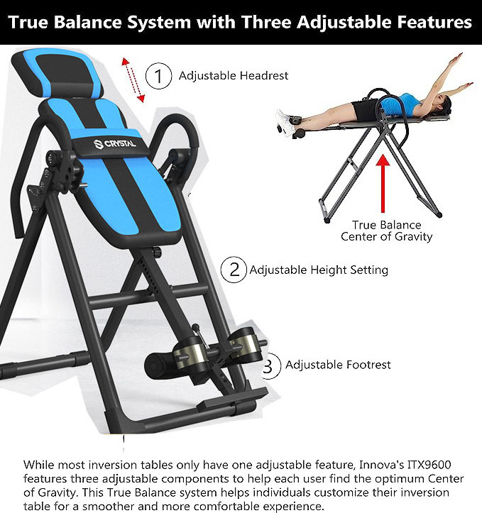 Inversion Table with Adjustable Headrest, Reversible Ankle Holders, and 300 lb Weight Capacity