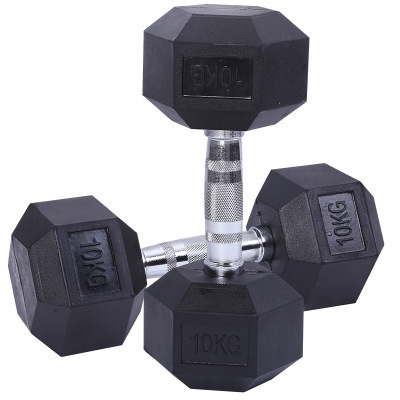 Hexagonal Eco-friendly Rubber Coated Dumbbell Indoor Commercial Weight Lifting Dumbbell