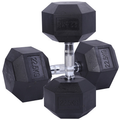 Hexagonal Eco-friendly Rubber Coated Dumbbell Indoor Commercial Weight Lifting Dumbbell