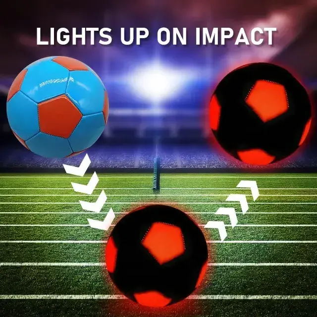 Custom logo blue LED Machine Stitching TPU Soccer size 5 luminous football glow in dark led light up soccer ball