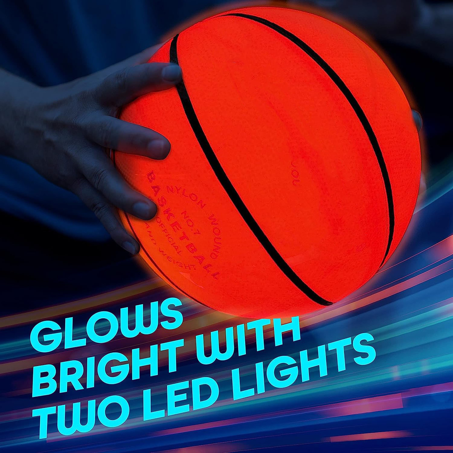 No 5 7 Glow in The Dark Basketball for Teen Boy - Glowing Colorful Basket Ball Light Up Toy for Night Ball Games