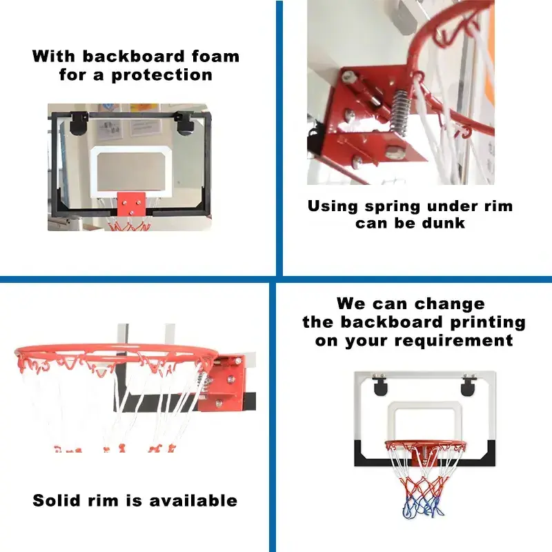 18*12 Inch Backboard Pro Mini Basketball Hoop Over The Door Wall Mounted Basketball Goal Set