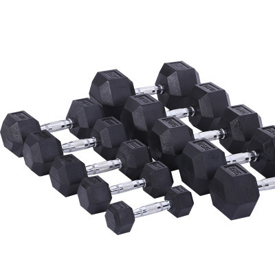 Hexagonal Eco-friendly Rubber Coated Dumbbell Indoor Commercial Weight Lifting Dumbbell