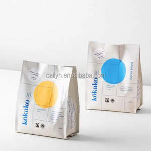 Cailyn Customization Reusable Flat Bottom Coffee Bags with Valve and Zipper for Coffee Bean Tea Packaging