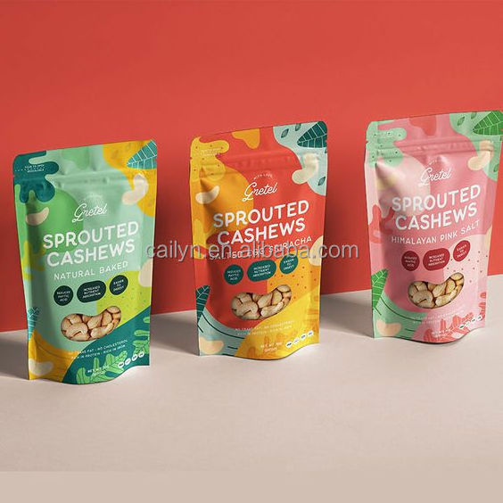 Custom Printed Food Packaging Matte Plastic Bags Dry Fruits Snack Packaging With Zipper Stand Up Mylar Bags