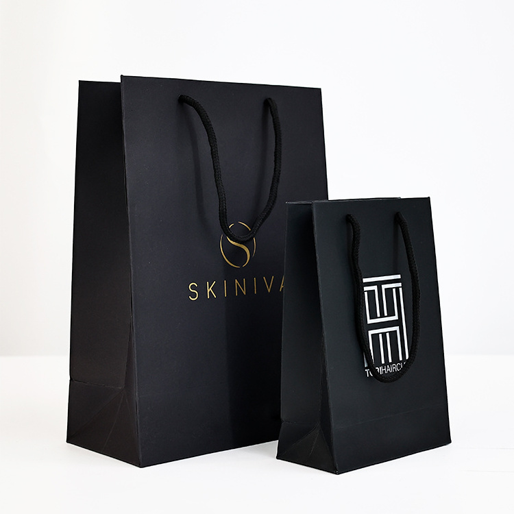 Cailyn Digital Printing Biodegradable Custom Luxury Matte Black Gift Shopping Paper Packaging Bag with Logo for Clothing