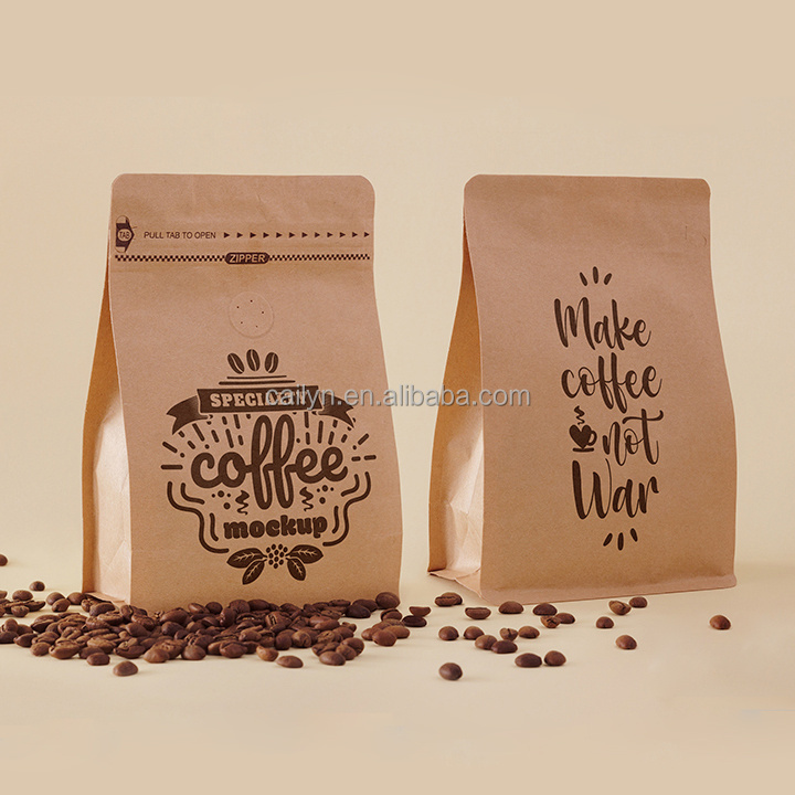 Custom Flat Bottom Aluminum Foil Side Gusseted Bag Coffee/ Coffee Bean Packaging Bag Coffee Bag With Valve And Zipper