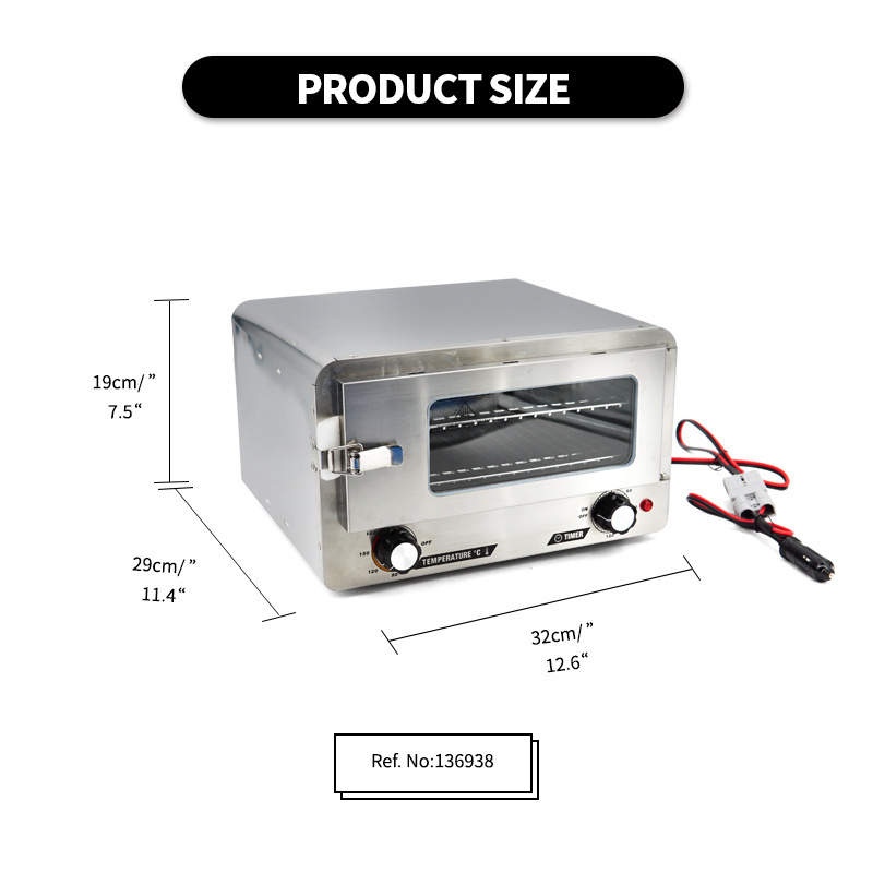 DC12V 120W Stainless Steel Toaster Oven Food Heater Portable Microwave For Car/Truck/Camping