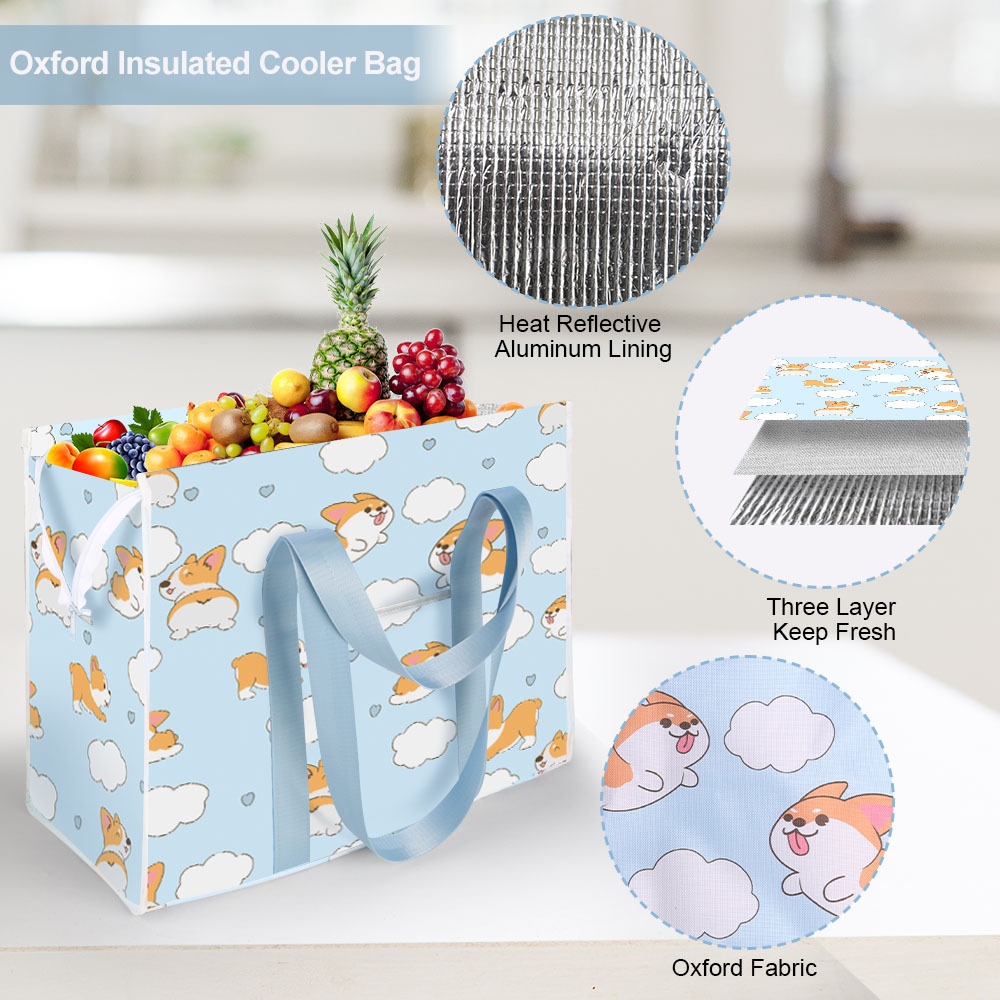 Reusable Thermal Insulated Large Cooler Bag Grocery Cool Carry Laminated Pp Woven Lunch Cooler Bag For Food