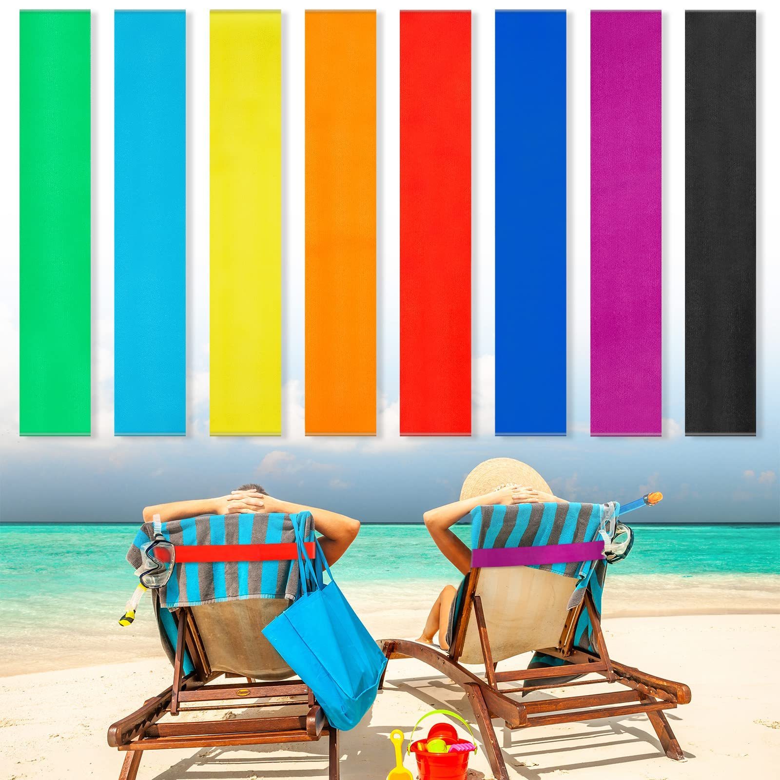 Towel Bands for Beach Chairs Cruise Towel Clips Lounge Beach Pool Chairs Towel Strap Holder Elastic Windproof Beach Accessories