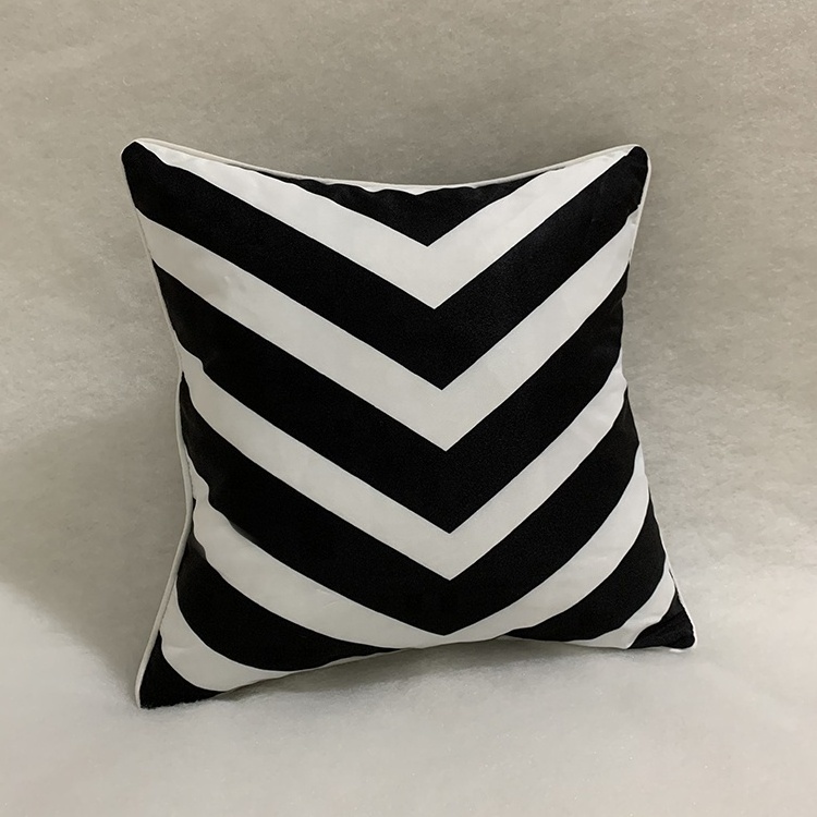 Outdoor customized double sided black and white chevron stripe moroccan decorative soft bed decor chair pillow cushions