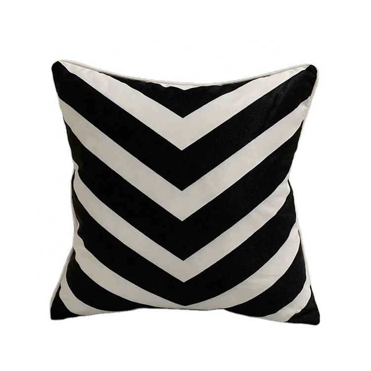 Outdoor customized double sided black and white chevron stripe moroccan decorative soft bed decor chair pillow cushions