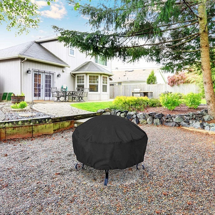 Patio Waterproof  Round Heavy Duty Oxford Fabric  Fire Pit Cover Full Coverage  Fireplace Cover Fire Bowl Cover