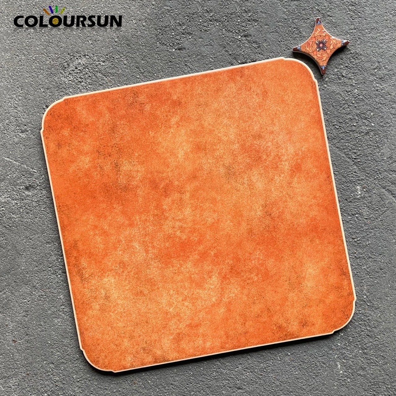 500X500 MM orange color non-skip dinning room milky white marble floor tile design black and white marble tile floor