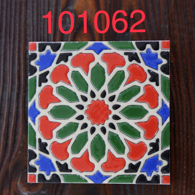 100X100mm Moroccan small flower tiles kitchen balcony antique floor tiles retro green bathroom bathroom art tiles