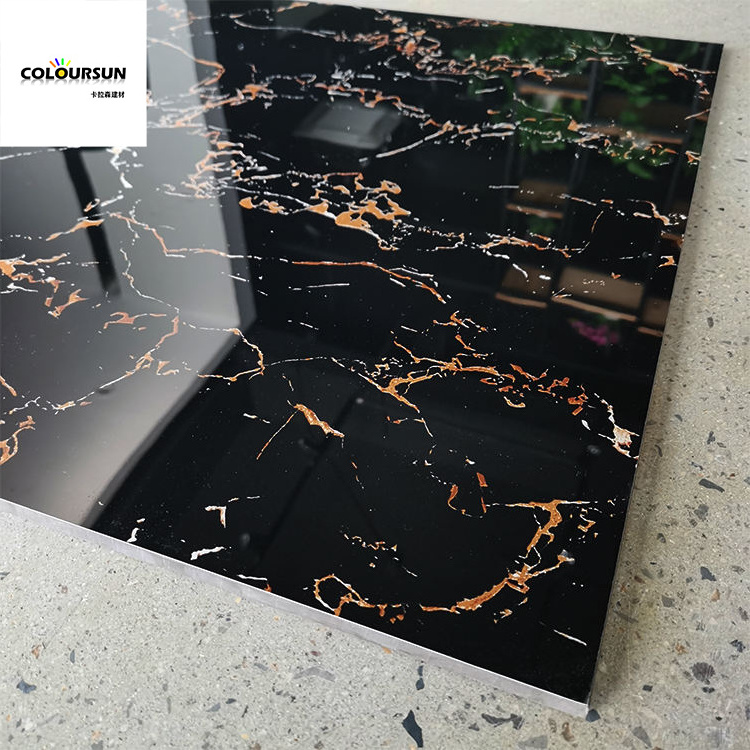 Glossy Marble Floor Tiles Polished Glazed Porcelanto Porcelain Black Ceramic Non-slip Floor Tile