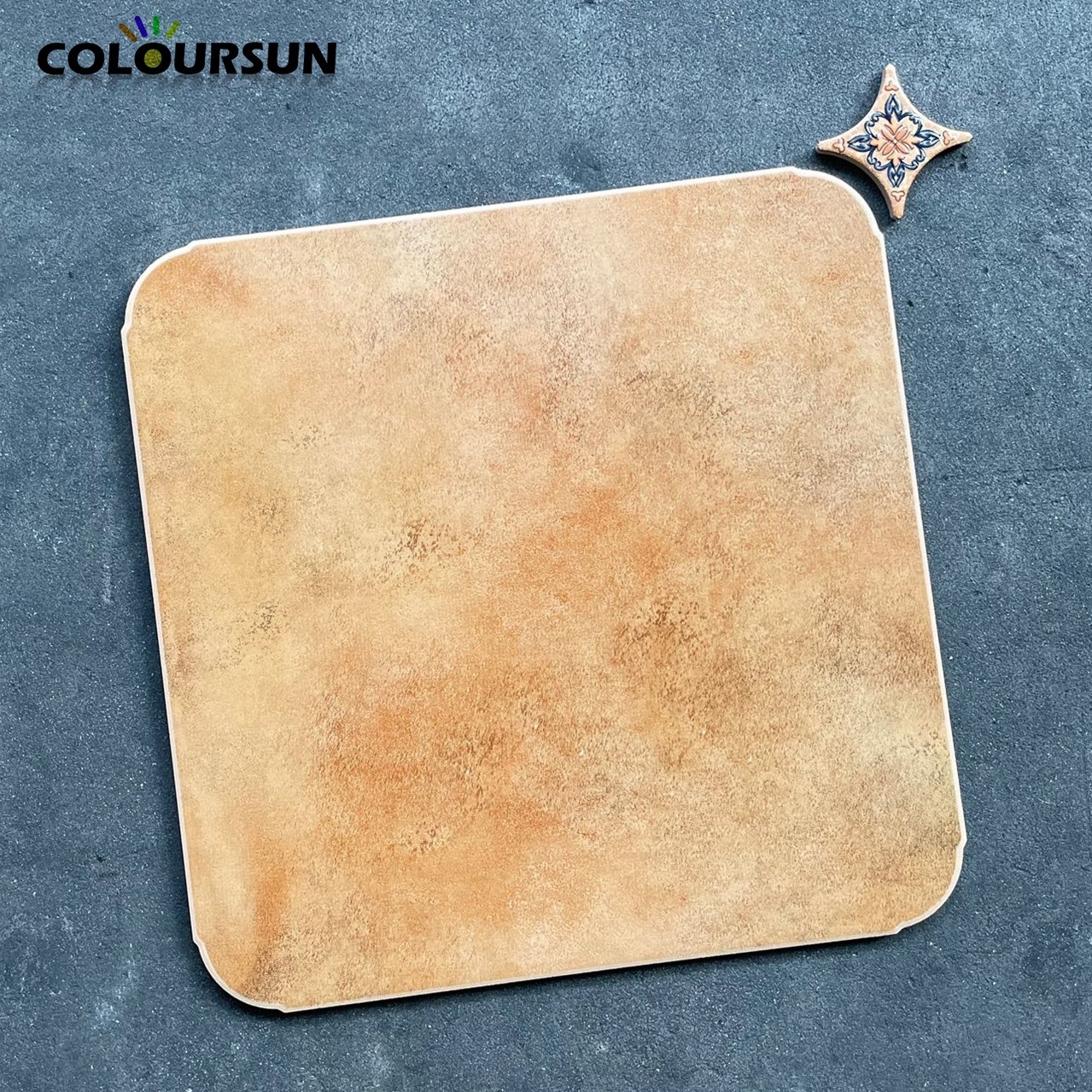 500X500 MM orange color non-skip dinning room milky white marble floor tile design black and white marble tile floor