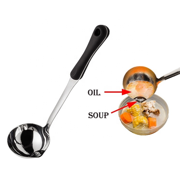 Cooking Oil Separating Slotted Spoon Filter Fat Skimmer Broth Stainless Steel Skimmer Soup Ladle