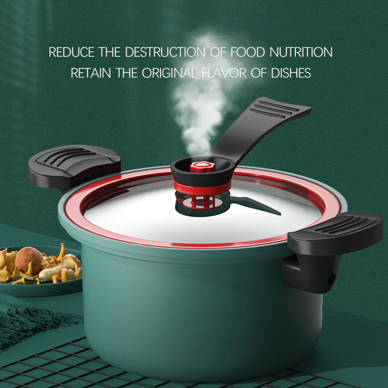 New Non-stick cast iron Micro pressure cooker Seal Ring cookware sets soup & stock pots Micro pressure cooker With Handle