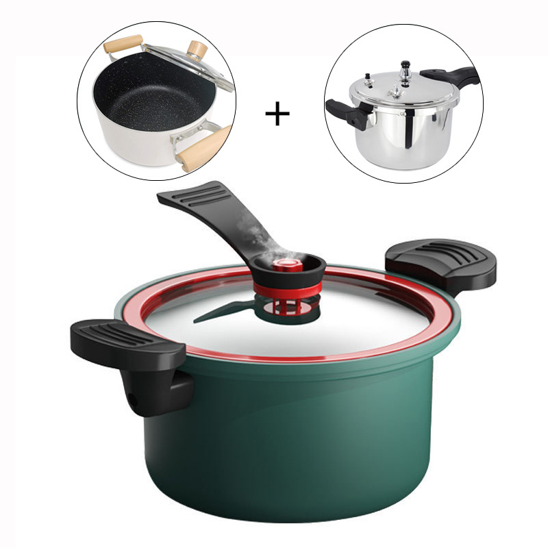 New Non-stick cast iron Micro pressure cooker Seal Ring cookware sets soup & stock pots Micro pressure cooker With Handle