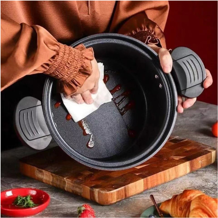 New Non-stick cast iron Micro pressure cooker Seal Ring cookware sets soup & stock pots Micro pressure cooker With Handle