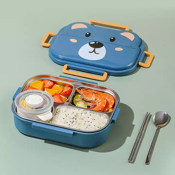 New style Eco Friendly Children Adult Cute Cartoon Kids School Office Food Grade Stainless Steel Tiffin Bento Lunch Box