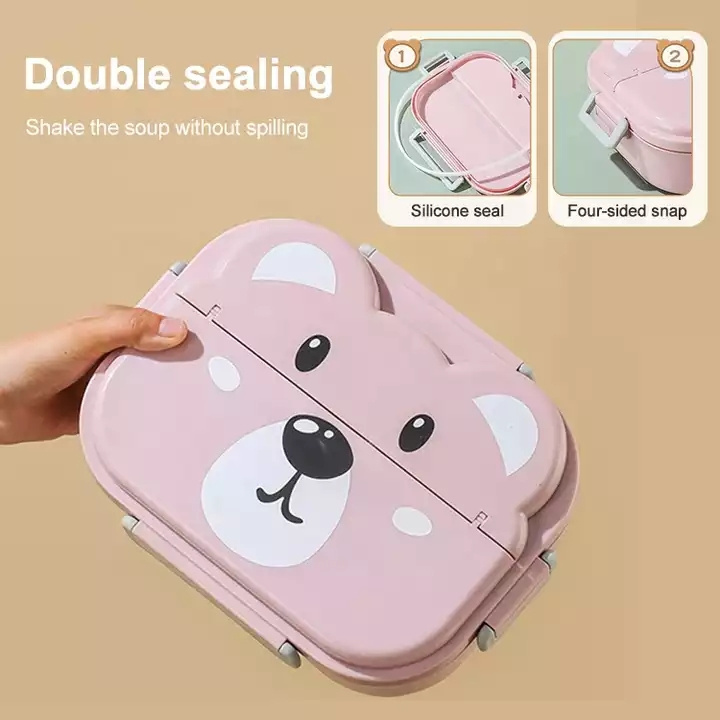 New style Eco Friendly Children Adult Cute Cartoon Kids School Office Food Grade Stainless Steel Tiffin Bento Lunch Box