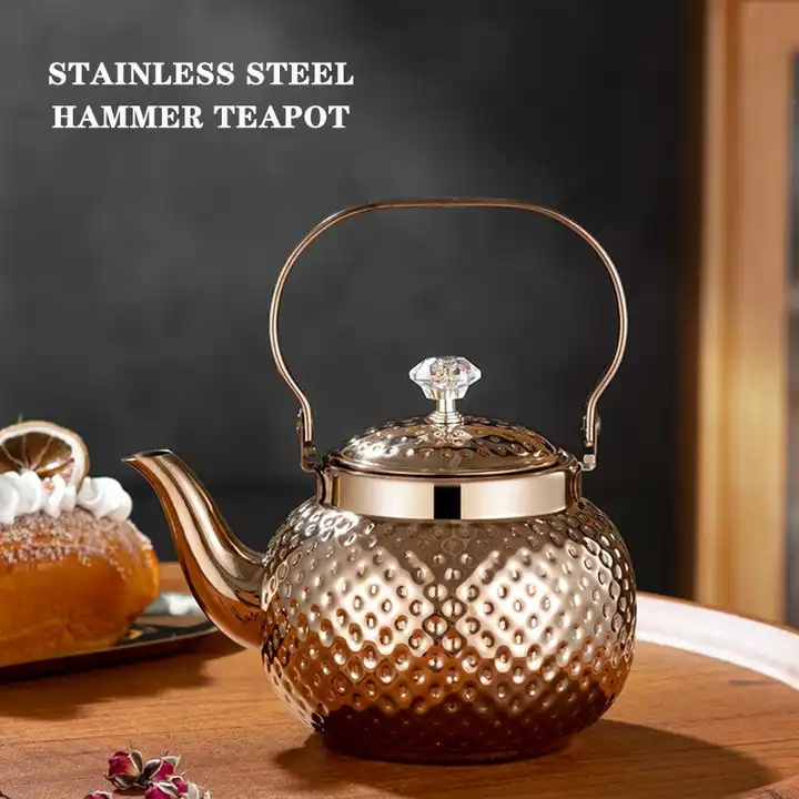 Factory Supply Saudi Arabia Gold Copper Color And Water Kettles Stainless Steel Tea Pot Available On Electric Ceramic Cooker