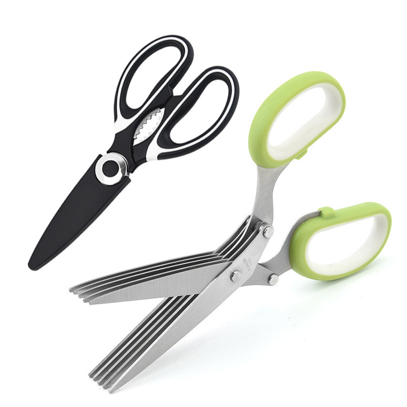 Kitchen Scissors paper Food Green Onion Basil kitchen Shears 5 Blades Cutting Shredded Kitchen Gadgets Herb Scissors