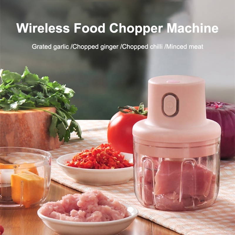 Wholesale Portable Wireless USB Household Baby Assist Food Vegetable cutter Chopper Mini Electric Garlic Press