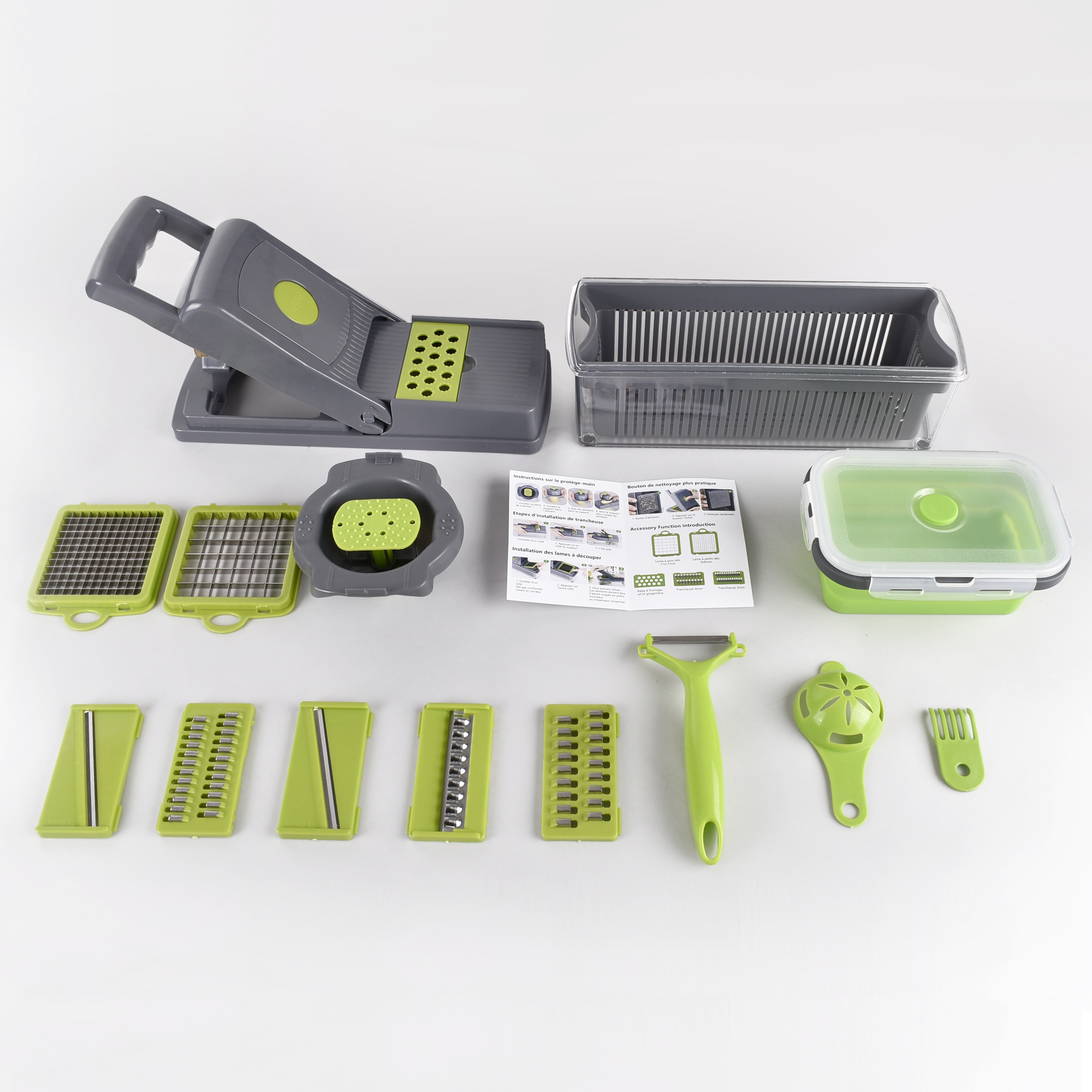 multifunctional Cheese Grater Vegetable cutter Slicer Dicer Cutter Onion Vegetable Chopper with Container and Blades