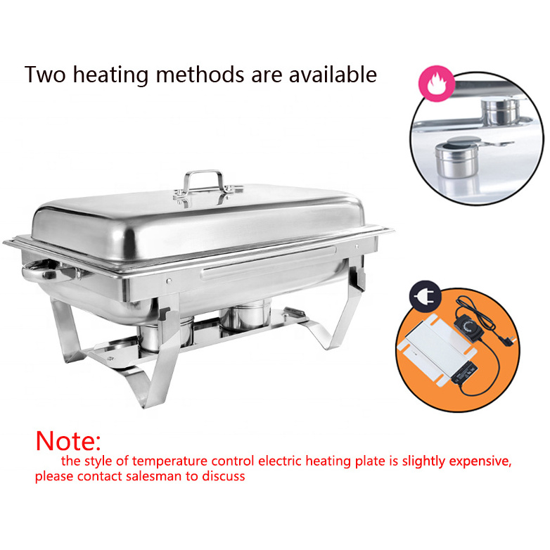 Wholesale Indian chaffing dish rectangle electric buffet food warmer stainless steel chafing dishes for sale